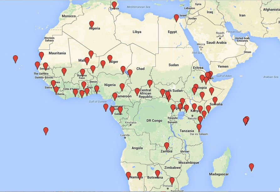 Click to enlarge Africa Map US military outposts
