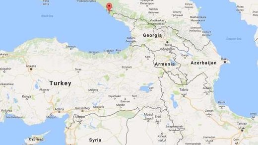 Click to enlarge Map showing Sochi as Russian military plane missing