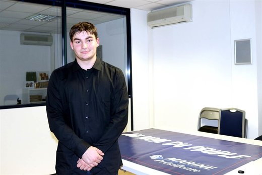 Click to enlarge Sebastien Faustini at the National Front's headquarters in Nice, France.