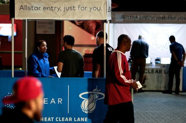 The Clear security lane at a Miami Heat game