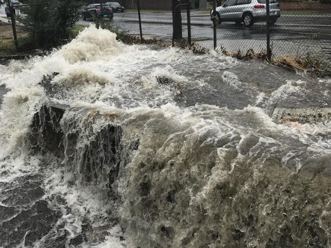 Click to enlarge The Elster Canal flooding at the corner of Union St and Hawthorn Rd in Brighton East.
