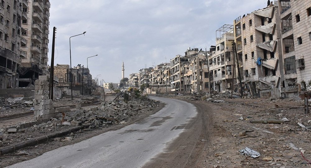 Destroyed quarters of liberated Aleppo