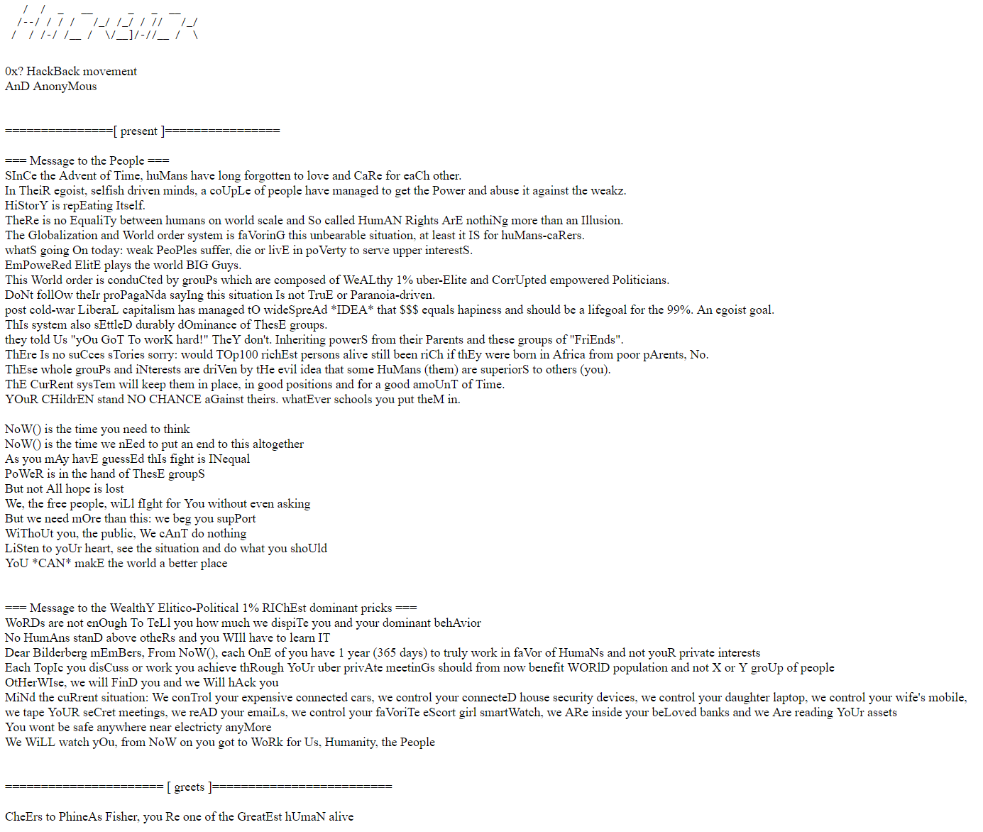 Anonymous hack on bilderbergmeetings.org website