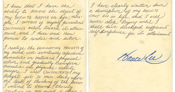 Lee wrote is most significant findings on notecards that he signed with his name.