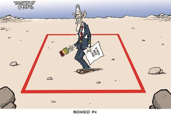 Obama political cartoon on red lines