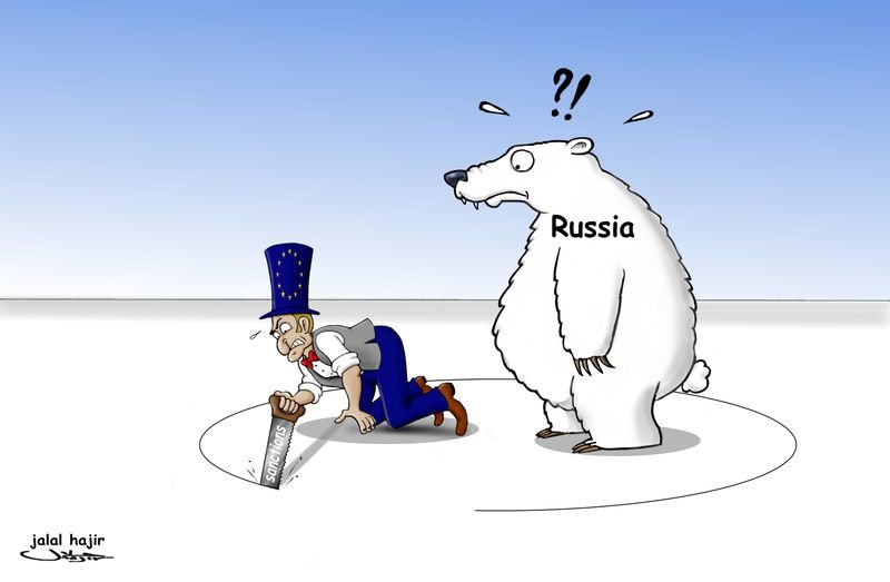 US and Russia political cartoon