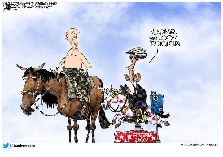 Putin and Obama political cartoon