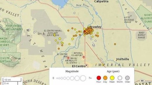 Brawley earthquakes map