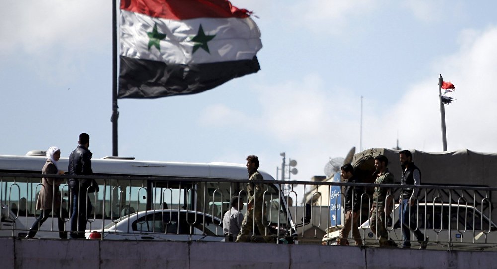 Syrian flag over Damascus