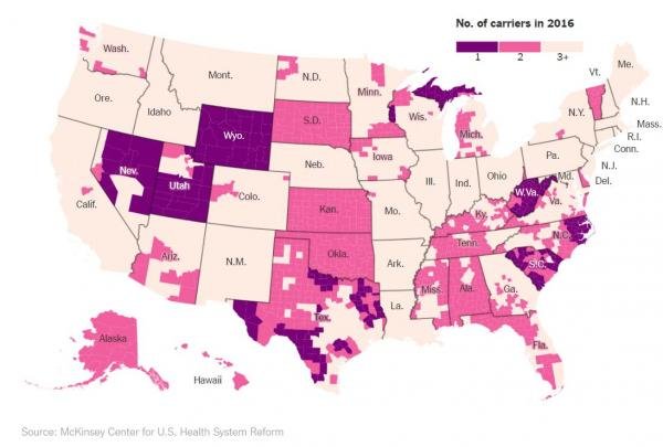 Click to enlarge 2016 healthcare insurance carriers by county