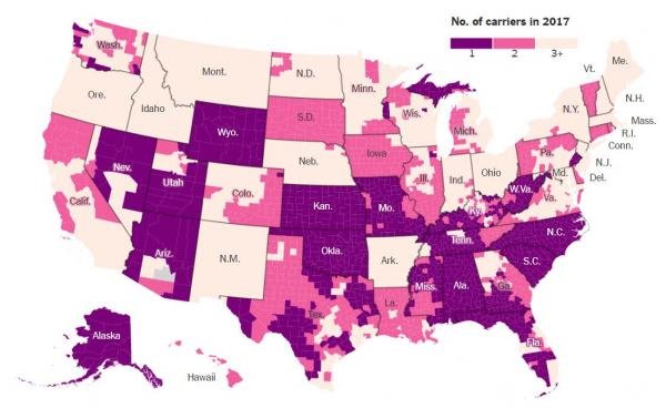 Click to enlarge 2017 healthcare insurance carriers by county
