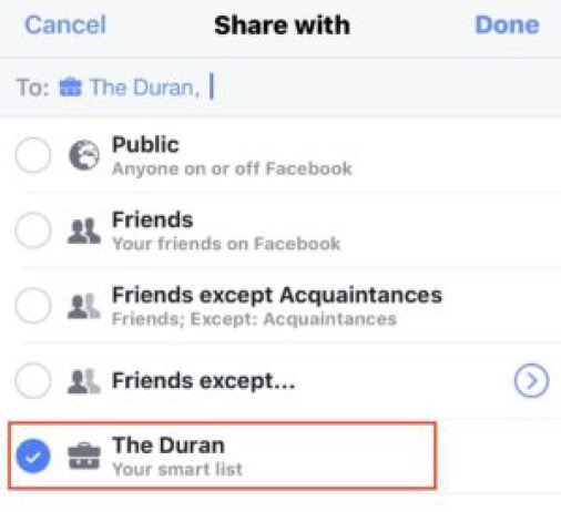 Click to enlarge Facebook smartlist