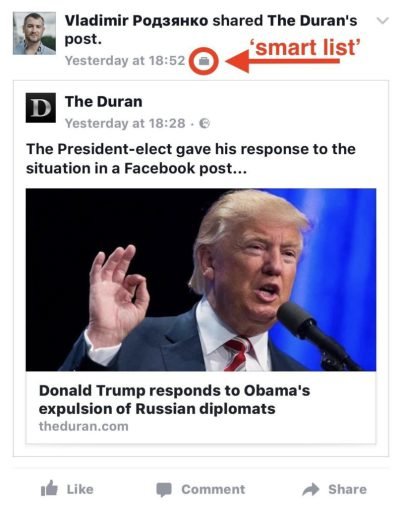 Click to enlarge Facebook smartlist setting