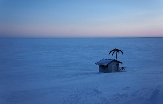 Click to enlarge Lone house on the snow