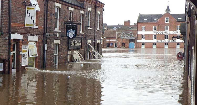 Click to enlarge Flooding in Cumberland Street, York.