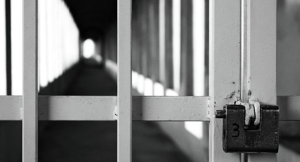 Locked prison gate