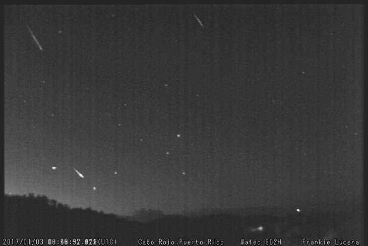 Click to enlarge Three rare Quadrantid meteors in southern skies Jan 3rd 2016