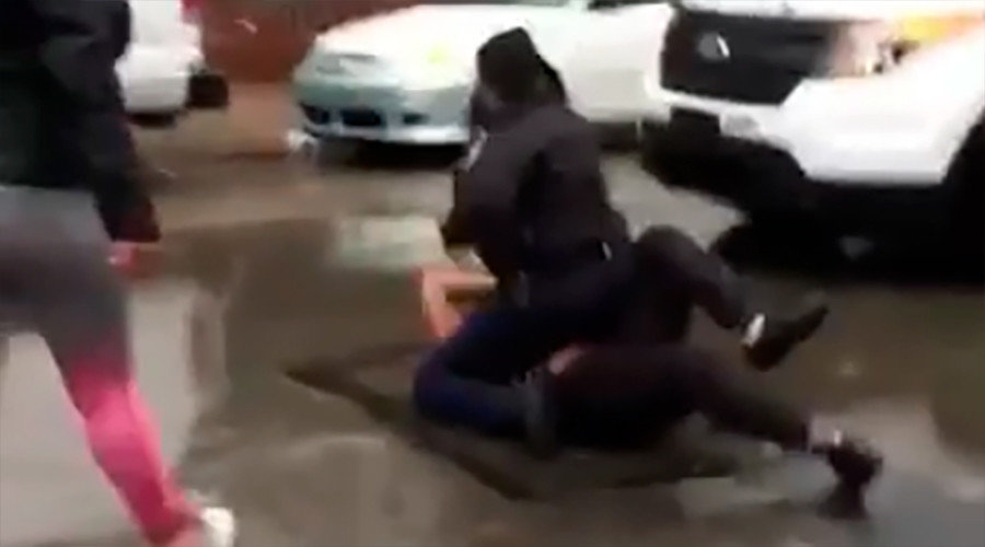 cop punching girls