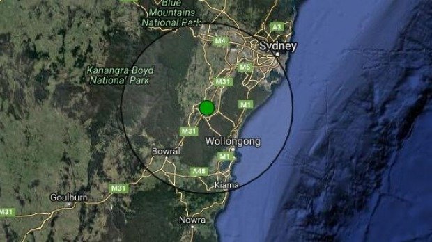 Sydney earthquake map