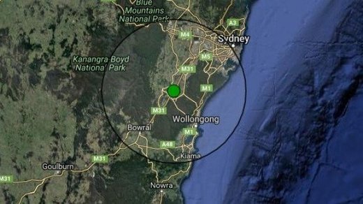 Sydney earthquake map