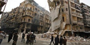 War damage in the once-thriving Syrian city of Aleppo