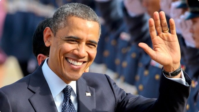 Obama waving