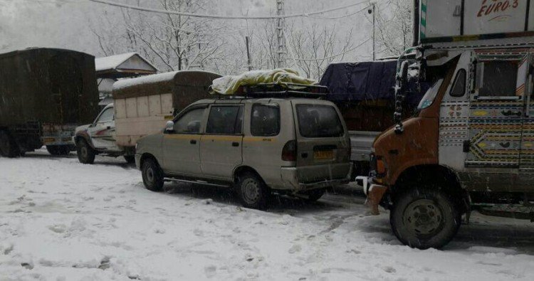 Jammu-Srinagar highway closed due to heavy snowfall. 