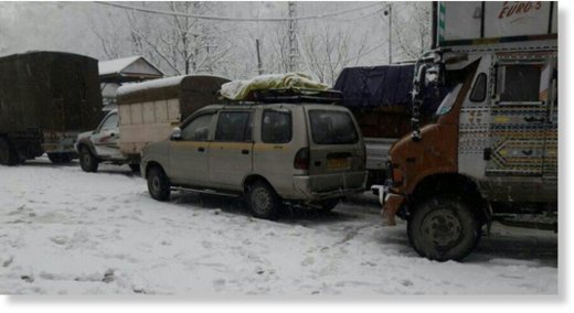 Jammu-Srinagar highway closed due to heavy snowfall. 