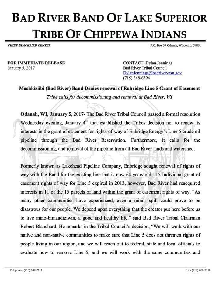 Bad River Band of Lake Superior Tribe of Chippewa  