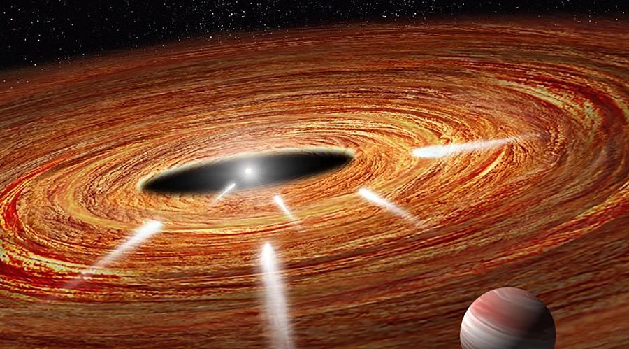 Graphic of comets plunging into a nearby star