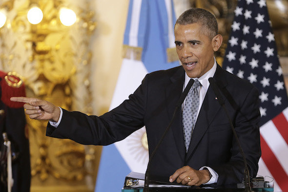 President Barack Obama answers a question about Syria and Islamic State during a news conference in early 2016