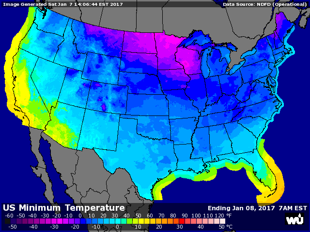 US Minimum temperature