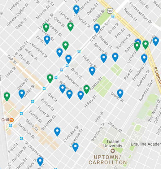 Click to enlarge Map of booms in New Orleans