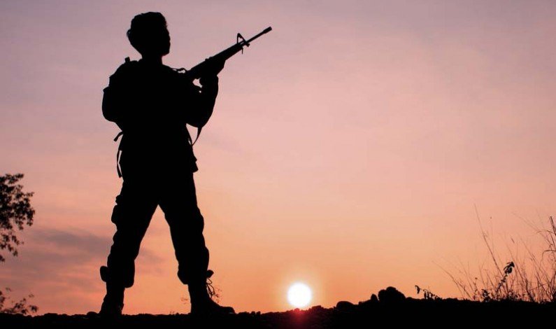 US soldier at sunset