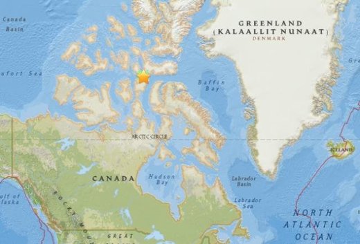 Nunavut earthquake map
