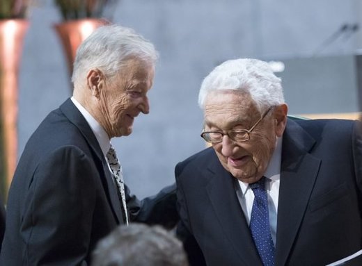 Click to enlarge Former US National Security Advisor Zbigniew Brzezinski (left) and former US Secretary of State Henry Kissinger
