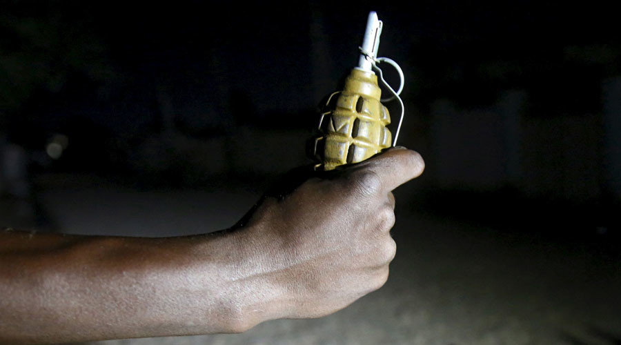 Click to enlarge hand holding grenade