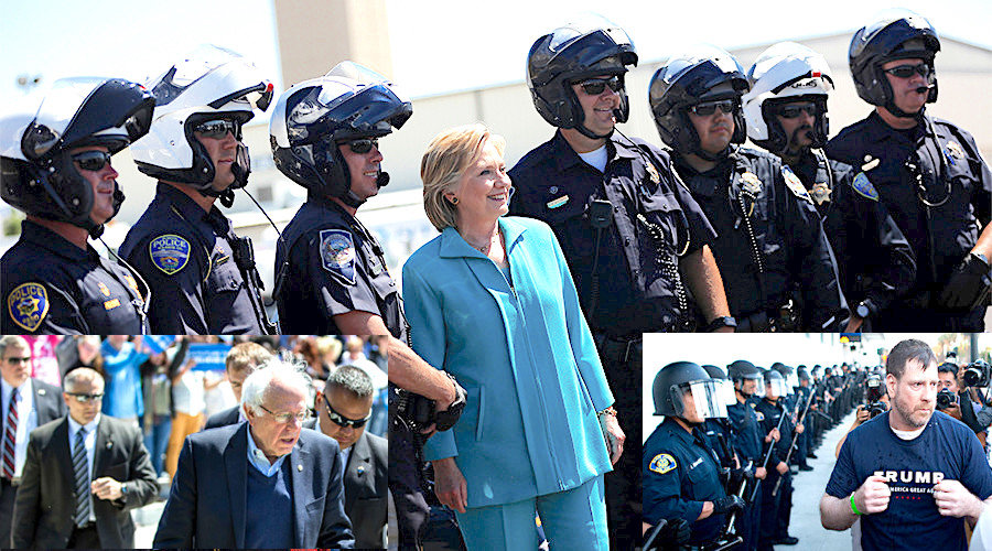 Click to enlarge Clinton and police