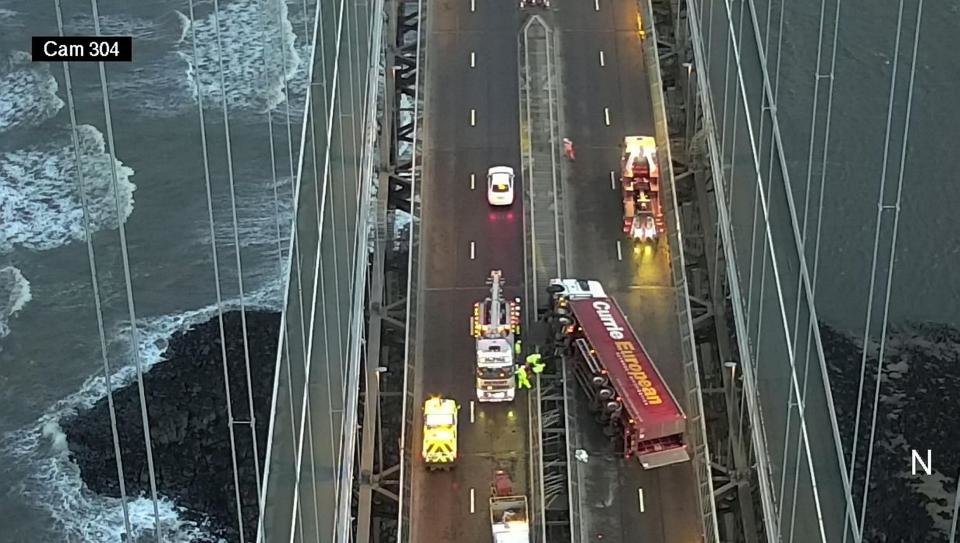 Click to enlarge The incident took place at around 2am on Wednesday with the vehicle blown from the northbound carriageway onto the southbound side