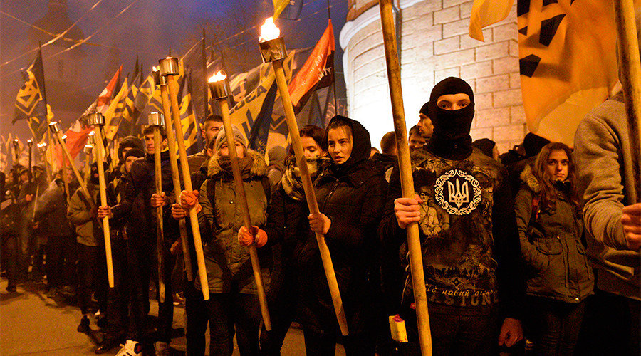 Patriotic activists celebrate the Ukrainian Insurgent Army (UPA) anniversary