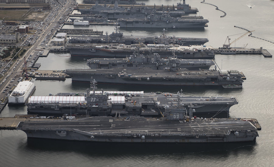 US aircraft carriers at port