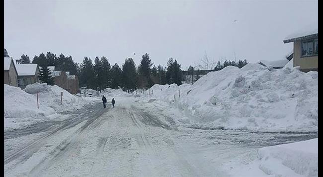 Large piles of snow in the Mammoth Mountain area on Jan. 9, 2017.