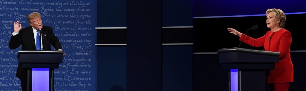 Click to enlarge Presidential debaye, Trump and Clinton