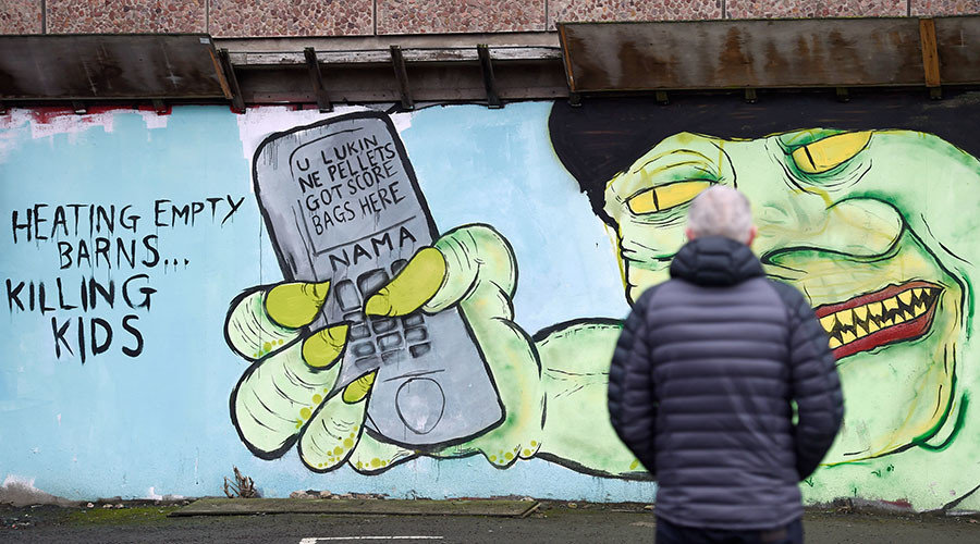Click to enlarge nationalist mural Arlene Foster RHI scheme Northern Ireland