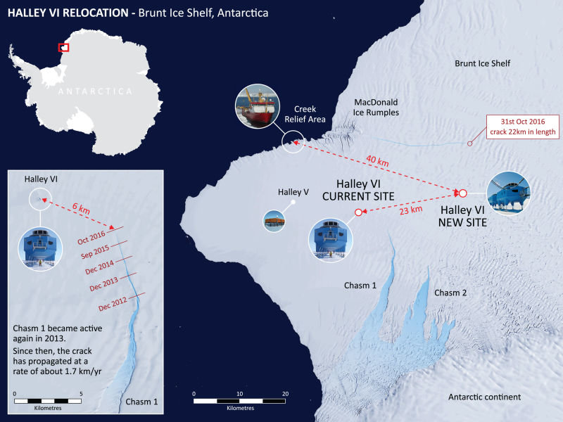 ice chasm brunt ice shelf Antarctica