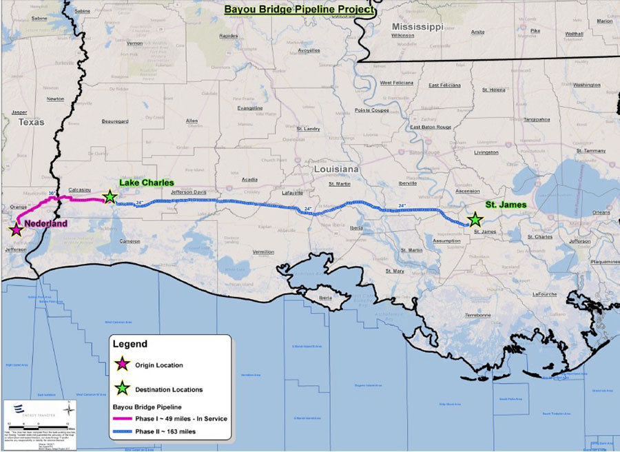 bayou bridge pipeline route louisiana