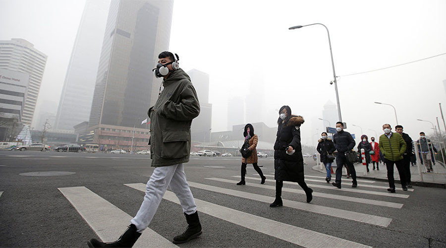 Chinese man wearing a respiratory protection mask