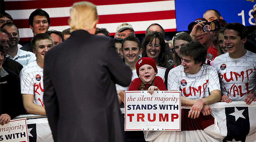 Click to enlarge President-elect Trump with supporters