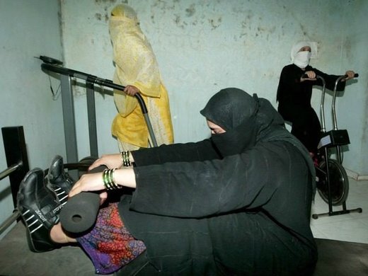 Muslim woman exercising