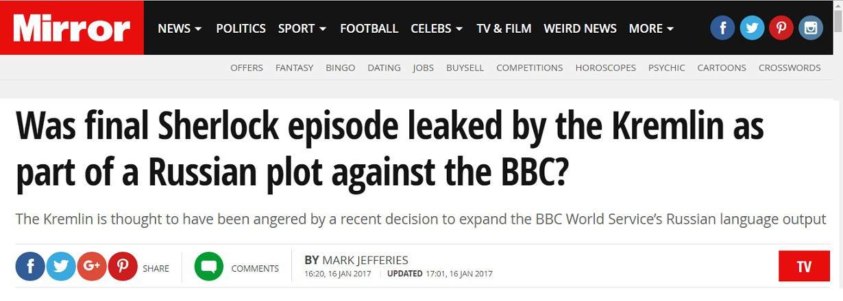 Click to enlarge Putin leak hack Sherlock Holmes BBC
